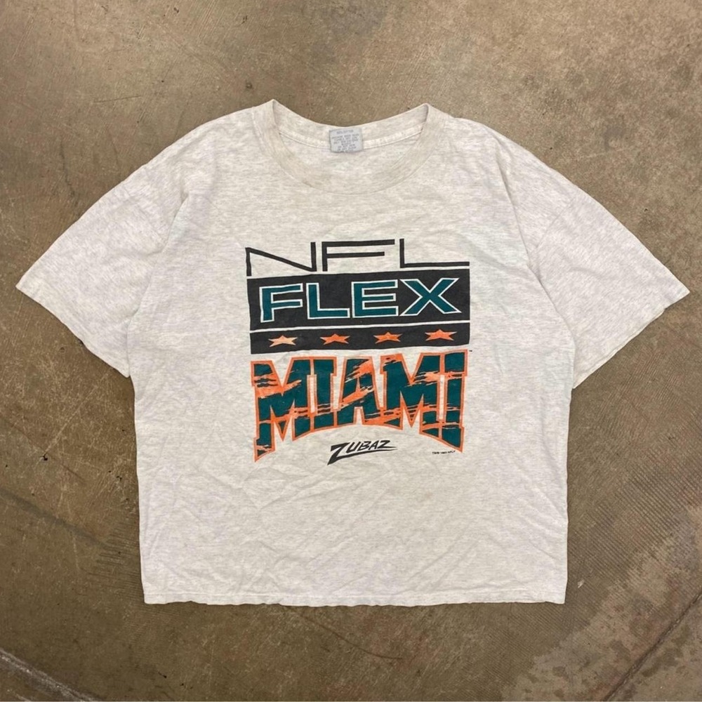 Vintage Miami Dolphins NFL Flex Zubaz Single Stitch 90s T-Shirt Dan Marino XL
